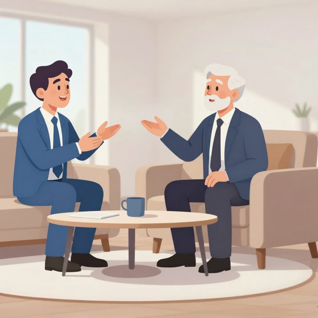 Professional and client in conversation