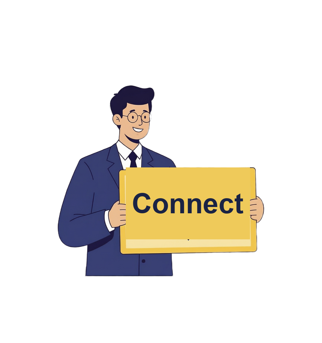 Person holding connect sign